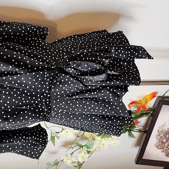 NEW Andree by Unit Silky Polka Dot Faux Wrap Deep V Neck 1/2 Sleeves Preppy - Picture 9 of 16
